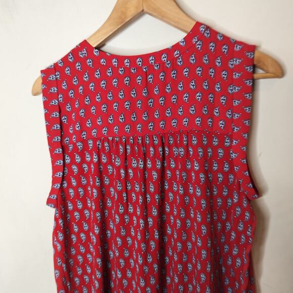 LOFT Red Paisley Sleeveless Top - Picture 7 of 8